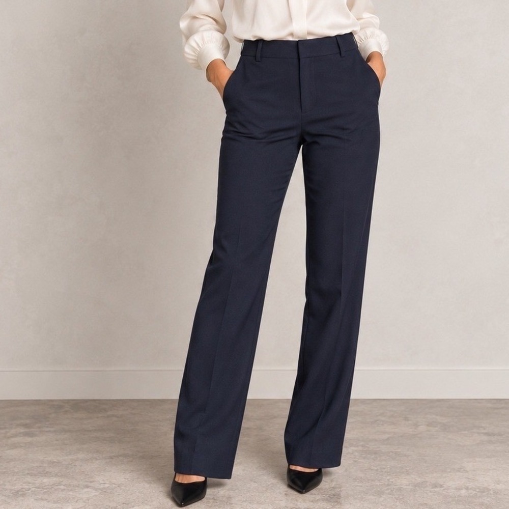 Rachel Zoe Navy Blue Pants Straight Leg Slacks Quiet Luxury Corporate